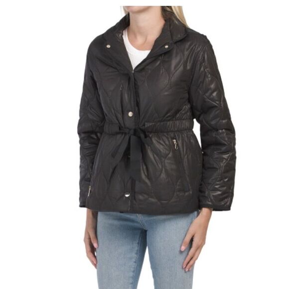Kate Spade Black Quilted Belted Short Jacket - Picture 3 of 11